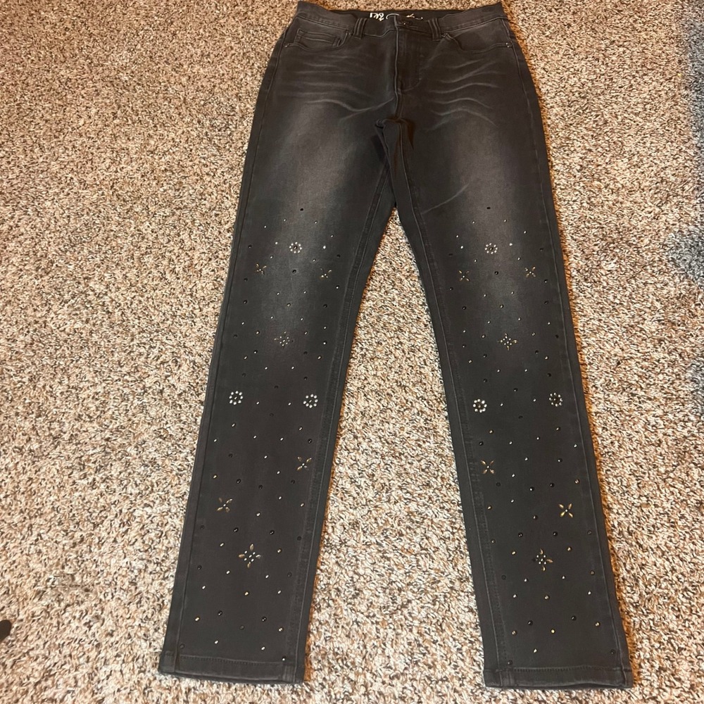 D2G Diane Gilman Studded Jeans Black Wash Embellished Women's Size 4